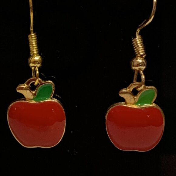 Apple Earring, Teacher Earring, Educator Earring, Fruit Earring, Funny Food - Picture 1 of 5